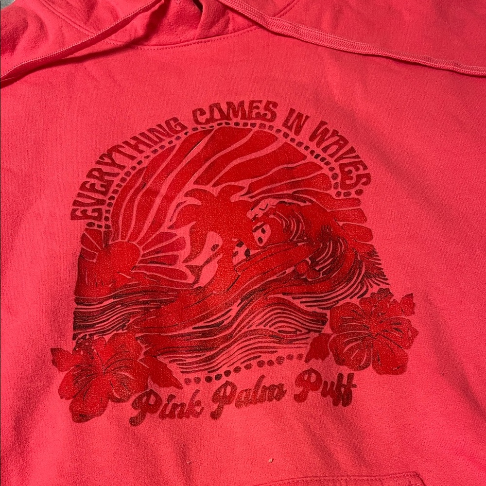 Gildan Pink Hoodie with Red Graphic